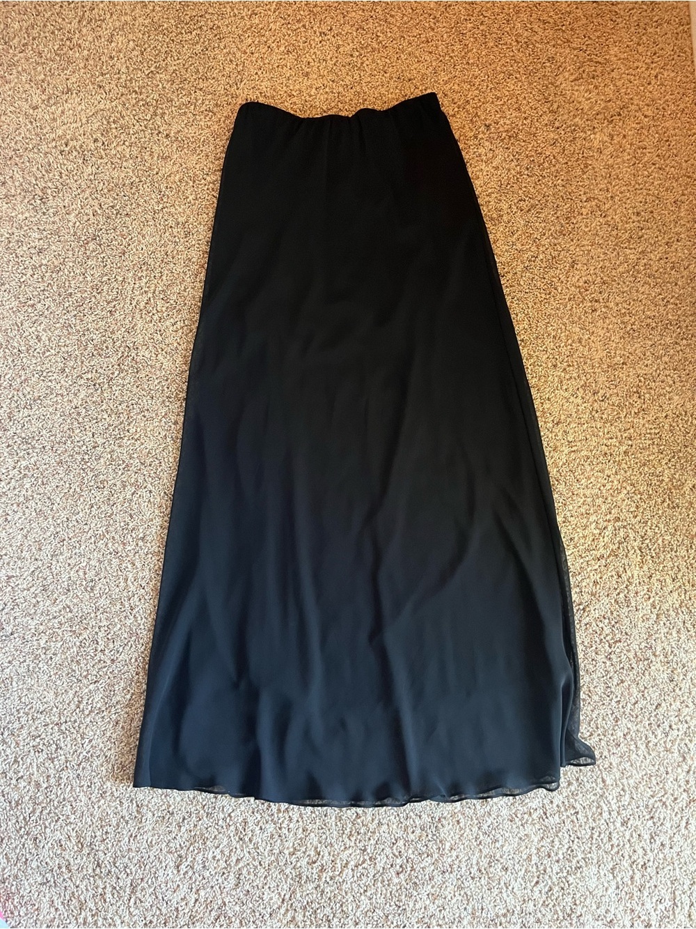 Alex Evenings Black Chiffon Maxi Skirt - Flowing Long Skirt